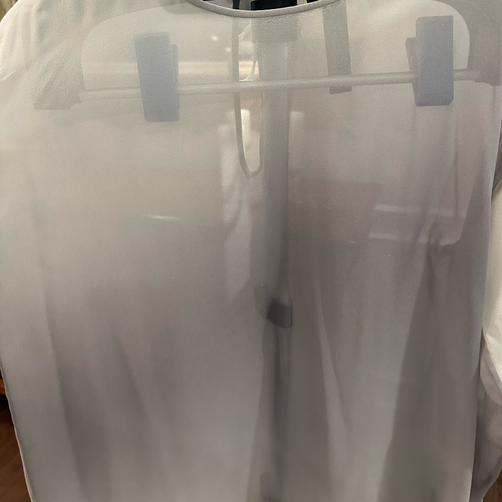 Eileen Fisher Sheer Gray Tunic Blouse - Picture 4 of 9